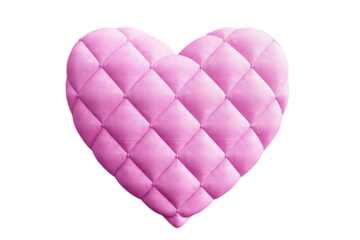 Pink Quilted Heart: Love, Romance, Valentines Day Symbol & Design on transparent background png
