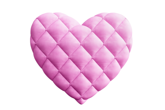 Pink Quilted Heart: Love, Romance, Valentines Day Symbol & Design on transparent background png