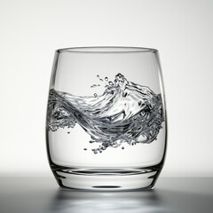 water from bottle on glass isolated on white