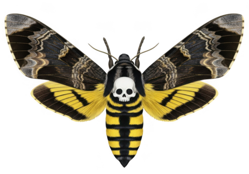 Death s head hawkmoth isolated on transparent background