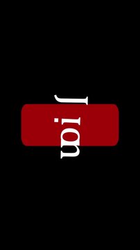 Plain Red Rectangular Button on Join text with Rounded Corners on vertical mobile video Black Background rectangle.Futuristic red rectangular button with rounded corners sleek digital UI animation .