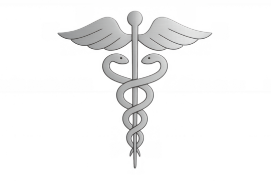Caduceus medical symbol representing healthcare, medicine, emergency, health, and wellness on transparent background