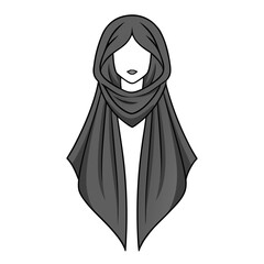 Woman Wearing Hijab &ndash; Modest Fashion Portrait Vector Illustration