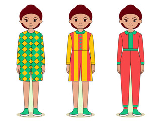 Kids Wearing Traditional Clothing &ndash; Cultural Outfit Vector Illustration