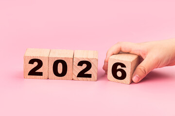 symbolize the change from 2025 to the new year 2026. 2026 happy new year concept.