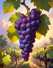 Ripe Grapes in Vineyard - A Harvest of Purple Perfection.