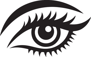 Vector illustration of woman's eye with stylized eyelash, iris, and eyebrow, perfect for a beauty, tattoo, or vision logo design and symbol