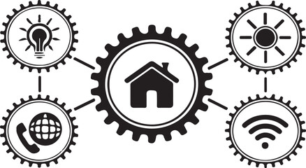 set of labels with gears