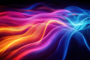 vibrant flowing luminous ribbons of color undulating in wave-like motion, evoking dynamic energy and serene fluidity
