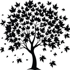Maple Tree Silhouette Vector for Autumn, Nature, and Seasonal Design