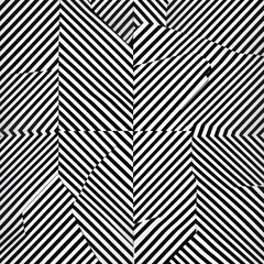 black and white diagonal striped patchwork creating a dizzying, disorienting optical illusion of rotated geometric panels