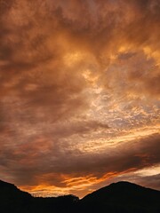Sky with reddish clouds after a hot day
