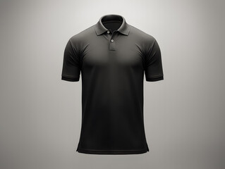 Blank black men's polo shirt mockup isolated on white background. Front and back view of a casual short sleeve tee template for design and branding.
