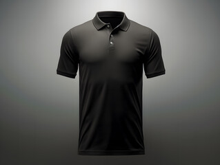 Blank black men's polo shirt mockup isolated on white background. Front and back view of a casual short sleeve tee template for design and branding.