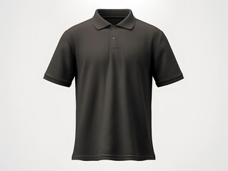 Blank black men's polo shirt mockup isolated on white background. Front and back view of a casual short sleeve tee template for design and branding.