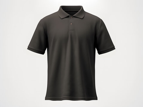 Blank black men's polo shirt mockup isolated on white background. Front and back view of a casual short sleeve tee template for design and branding.