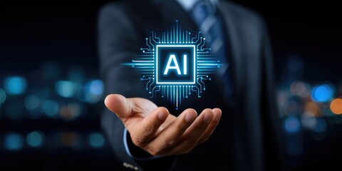 Innovative ai technology demonstration corporate environment digital content urban nightscape professional perspective futuristic concept for enhanced business solutions