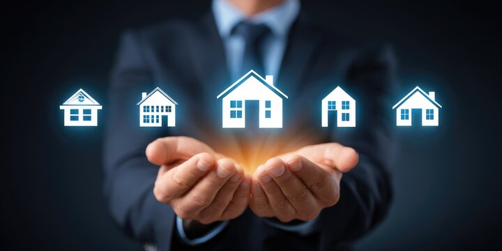 Real estate investment strategies financial growth digital display professional environment close-up view property ownership insights