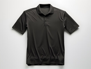 Blank black men's polo shirt mockup isolated on white background. Front and back view of a casual short sleeve tee template for design and branding.