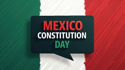 Mexico constitution day celebration with flag and text