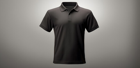 Blank black men's polo shirt mockup isolated on white background. Front and back view of a casual short sleeve tee template for design and branding.