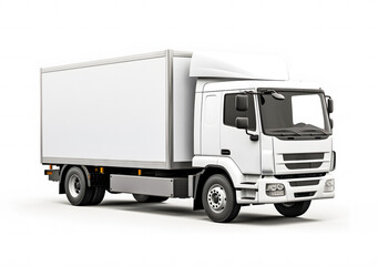 Clean white box truck ideal for branding mockup. Perfect for showcasing delivery service logos, fleet identity, or commercial vehicle design.
