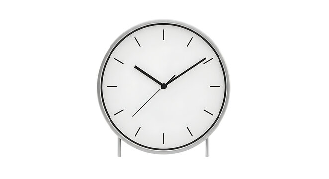 Minimalist clock face with clean lines, perfect for modern design projects and time management visuals, conveying simplicity and efficiency, ideal for presentations