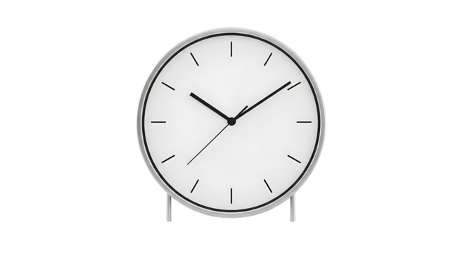 Minimalist clock face with clean lines, perfect for modern design projects and time management visuals, conveying simplicity and efficiency, ideal for presentations
