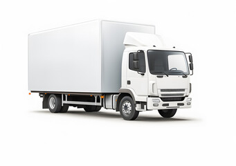 Clean white box truck ideal for branding mockup. Perfect for showcasing delivery service logos, fleet identity, or commercial vehicle design.
