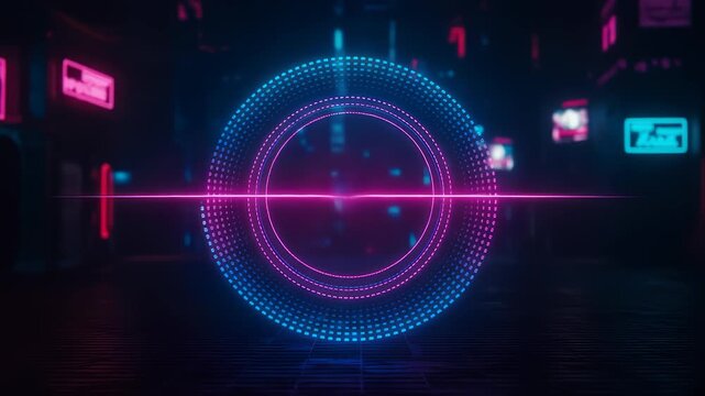 Animated neon heartbeat pulse in a futuristic cityscape backdrop with bright lights and modern - Powered by Adobe