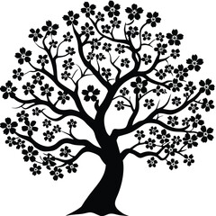 Cherry Blossom Tree Silhouette Vector for Spring, Nature, and Japanese Design