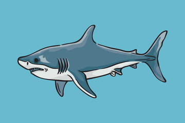 Shark Illustration, Wildlife Animal Line Art Drawing Vector