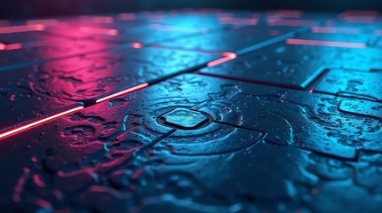 Futuristic surface with neon lighting