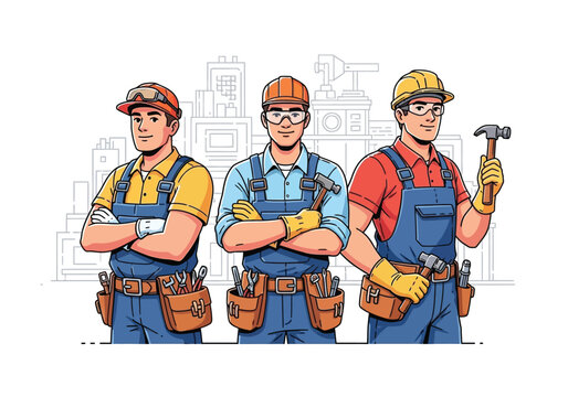 Reliable construction crew ready for any job in the city showing teamwork expertise