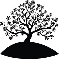 Cherry Blossom Tree Silhouette Vector for Spring, Nature, and Japanese Design