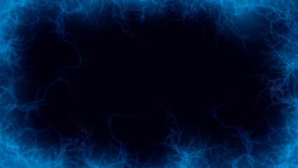 Electric Blue Glowing Lightning Discharge Frame Border on Dark Background for Energy, Power, Storm, Science, and Abstract Technology Marketing