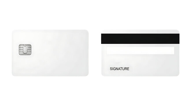 Secure payment processing mockup featuring a blank credit card with chip and signature, perfect for financial technology and business branding projects
