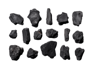 Rough Carbon Pieces Isolated: Fuel, Art, & Material Textures on transparent background png