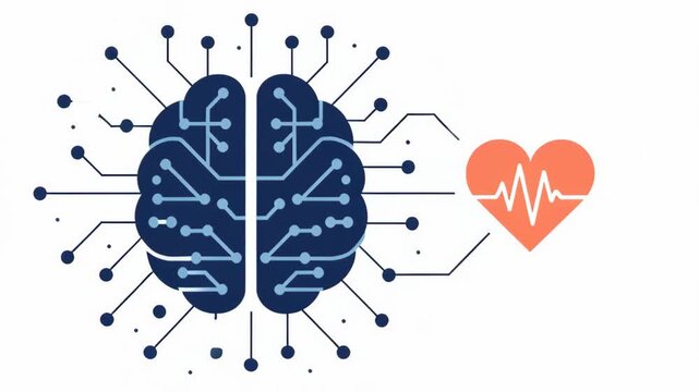 Ai mental health companion concept. AI Mental Health Companion Brain and Heart Integration with Circuits for Emotional Well Being and Supportive