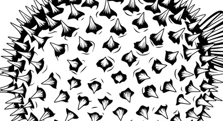 Detailed illustration of a spiky pufferfish in black and white.