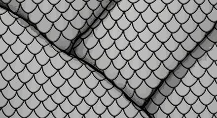 Layered Black and White Fabric with a Fish Scale Pattern. © Vektor
