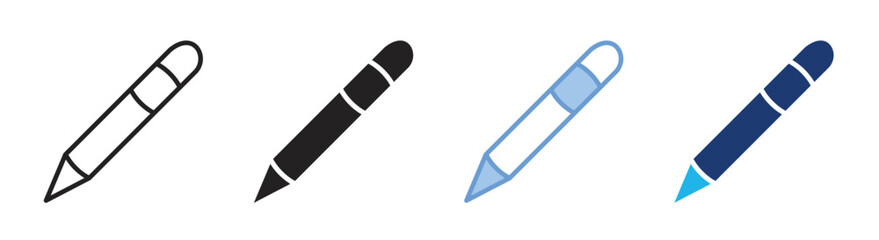 Pencil icon set multiple style collection
