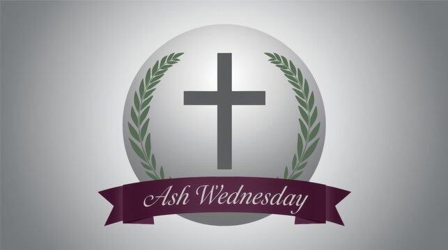 Ash wednesday christian symbol with cross and laurel wreath on egg
