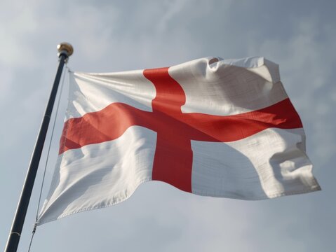 Waving english flag against a cloudy sky