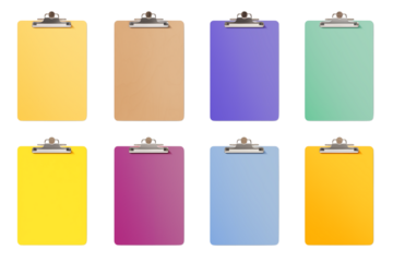 Vibrant Blank Clipboards Set | Office, Task, Education Tools on transparent background png