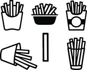 french fries icon set