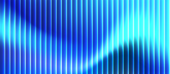 Abstract ribbed glass background in blue gradient tones with wave texture and glossy light reflection. modern tech design, minimal visuals or digital surface presentations