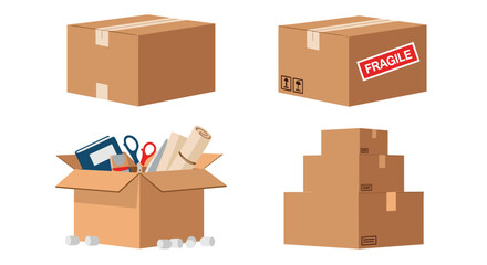 Fototapeta premium Cardboard Boxes For Shipping And Moving Supplies, Generative AI.