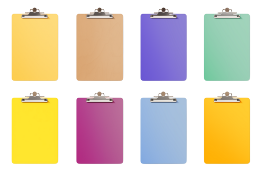 Vibrant Blank Clipboards Set | Office, Task, Education Tools on transparent background png