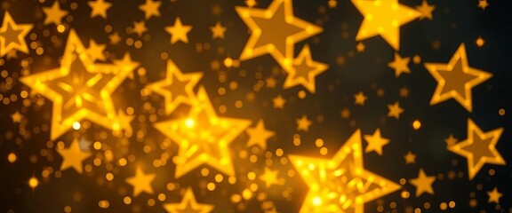 Obraz premium Shimmering gold stars on a dark background, creating a celestial effect, constellation, festive